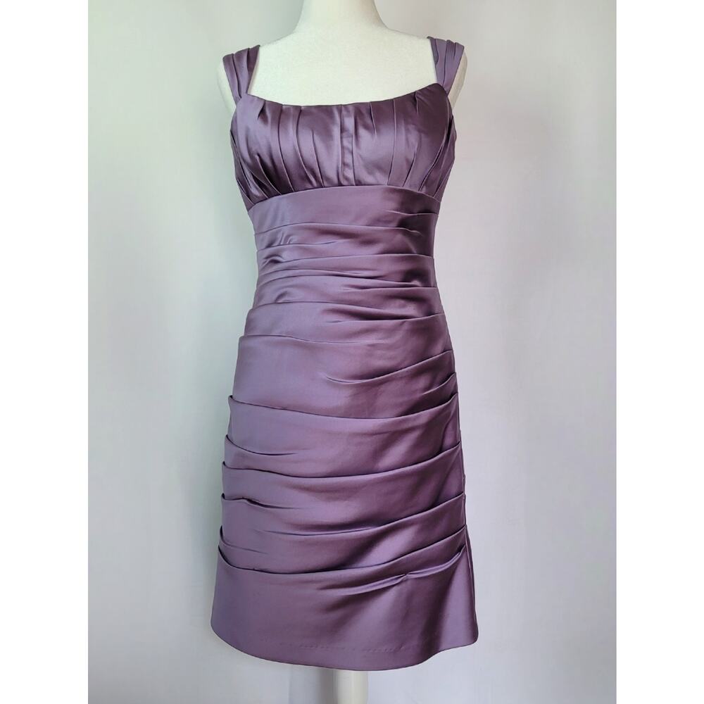 2/$25 BILL LEVKOFF Lavender Purple Satin Cocktail Prom Bridesmaid Dress Size 10